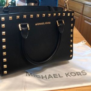 MIchael Kor Selma Studded Saffiano Leather Satchel